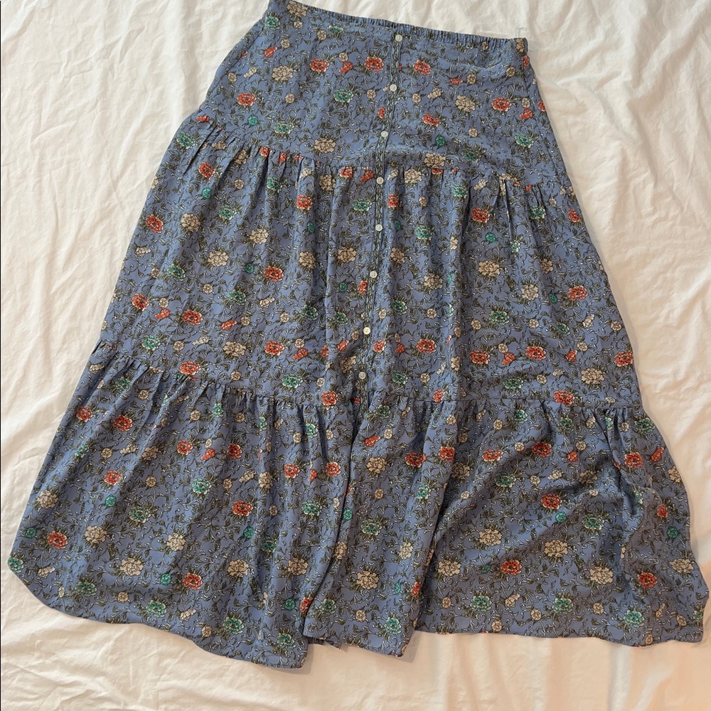 Max Studio Floral Blue Maxi Skirt